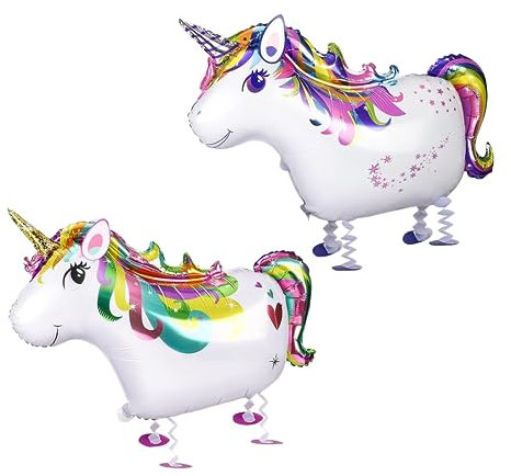 2 Stück Einhorn Luftballons, Folienballon Einhorn ca. 85 cm, Airwalker Ballon, Einhorn Ballon, Luftballon Einhorn, Folienballon Airwalker für Einhorn Geburtstag, Kindergeburtstage