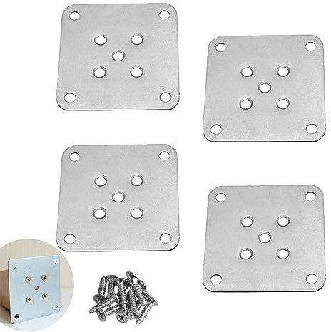 UtySty 4 Stück Bein-Montageplatten Möbel Holzbeine Halterung flache T-Platte Verbinder Befestigung Halterung Basis mit Schrauben für Sofa Schrank Stuhl Couche Sitz Reparatur Ersatz DIY