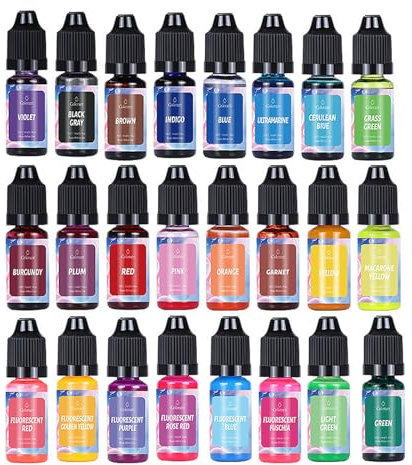 ALLAVA Kerzenwachs Farbe, 24 Farben Kerzenfarbe, Kerzenwachs zum Gießen,K/erzen Farbe für Sojawachs, Bienenwachs, Paraffinwachs, Gelwachs - je 10 ml