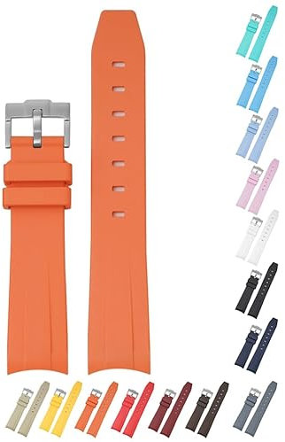 20mm Curved End Rubber Band For Omega Speedmaster, Replacement Watch Bands With Buckle For Omega X Swatch MoonSwatch and SpeedMaster - Multiple Colors (Orange)