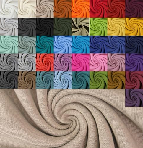 Wintersweat Meterware Uni - Sweatshirt Stoff meliert - Baumwoll Sweat zweifarbig - weicher Stoff für Pullover/Hoodies - ÖkoTex 100 *Ab 50cm, Farbe: 052 beige