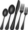 Besteck Set 6 Personen Schwarz, 30 teilig Edelstahl Besteckset, Essbesteck Set mit Messer Gabel Löffel, Hochwertiges Edelstahlbesteck, Hochglanzpoliert & Spülmaschinenfest