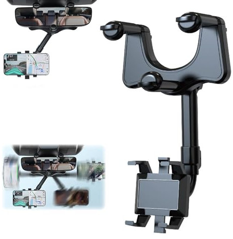 shwcbf Rückspiegel-Handyhalterung Auto 360° Drehbar - Universeller Telefonhalter, multifunktionaler Halter für alle Smartphones, sichere Montage ohne Sichtbehinderung