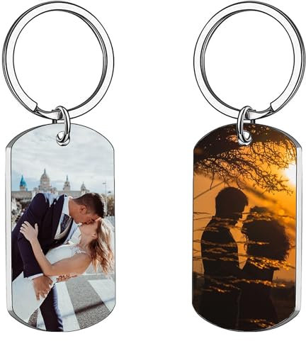 Porte Clef Personnalisable Porte Clef Photo Personnalisation Double Face - Téléchargement Une Image, Ajout De Texte Cadeau Saint Valentin Homme Cadeau Femme (Images Double Face)