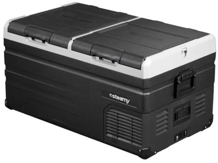 Steamy-E Dual Zone 95, Elektrische Kompressor-Kühlbox, 90 Liter, 12V/230V, voor warm houden en koelen, ideaal voor op de Camping