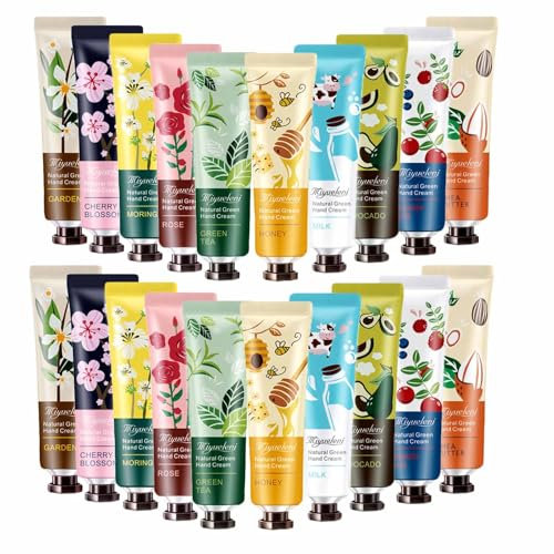 Handcreme Geschenkset,20 x30ml Mini Handcreme Set Feuchtigkeitscreme für Sehr Trockene Hände Kleine Geschenkset Handcreme für Rissige Hände,Weihnachten & Geburtstags Geschenk für Frauen und Männer
