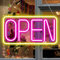 Panneau ouvert néon LED ultra lumineux, 41,9 x 22,9 cm, panneau ouvert néon avec interrupteur marche/arrêt, panneau lumineux électrique pour magasin, magasin, salon, fête, fenêtre, restaurant (rose et