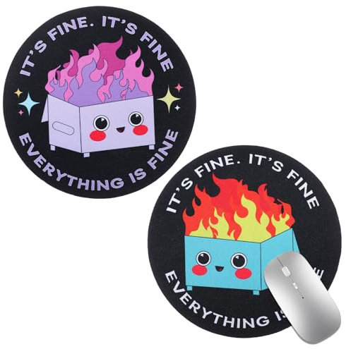 COMNICO Round Mouse Pad, 2Pcs Cute Funny Mousepad with Non-Slip Rubber Base Office Supplies Decor Desk Accessories Gaming Mouse Pad for Laptop Gaming