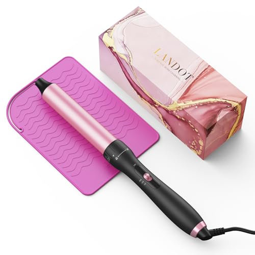 Tenacillas Rizador de Pelo Ondas 32mm: LANDOT Tenacilla Para Rizar el Pelo - Cerámica Ondulador de Pelo Crea Rizos Grandes y Ondas Suaves - Estera de Silicona Resistente al Calor