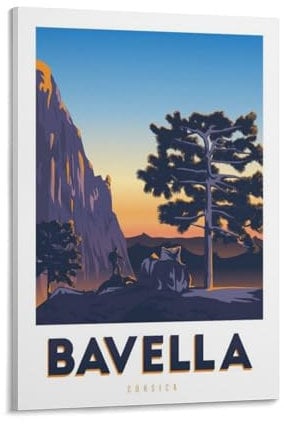 YQCQCS Vintage Korsika Reiseposter Bavella Nadeln Wanderer Leinwand Kunst Poster Bild Wanddekoration Malerei Poster Dekorative Poster