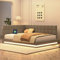 Polsterbett mit USB Ladefunktion 140x200 cm, Schlafsofa Tagesbett mit LED Beleuchtung und Lattenrost, Gästebett Daybett Kinderbett Sofabett Jugendbett Bettgestell, Samtstoff, Ohne Matratze, Grau