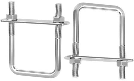 2 Sets M8 U Bolts, 50mm Inner Width 100mm Length, 304 Stainless Steel U-Clamps with Nuts and Plates, for Vehicles, Boats, and Pipe Repairs