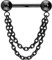 PIERCINGLINE Titan Barbell mit Push Fit 2 KETTEN Brustwarzenpiercing Nippelpiercing Schwarz 1,6 x 14 mm