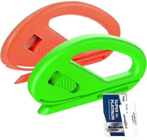 2 Pièces Découpeur de papier cadeau, Découpeur de papier cadeau coulissant pour l'emballage, Découpeur de papier d'emballage pour Noël, Halloween, fêtes, anniversaires - Avec 10 lames de remplaçables