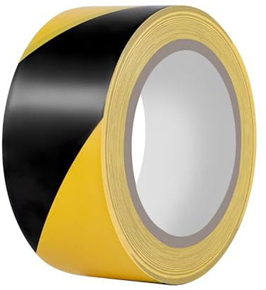 Duccinp Warnband Sicherheitsklebeband, 50mm x 33m Wasserdicht Selbstklebend Warnklebeband, PVC Absperrband, Boden Markierungsband Für Warnmakierungen Und Bodenkennzeichnungen (Gelb-Schwarz)