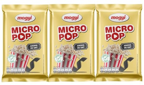 Mogyi Micropop Palomitas para Microondas con Sabor a Mantequilla, Pack de 3, 240g