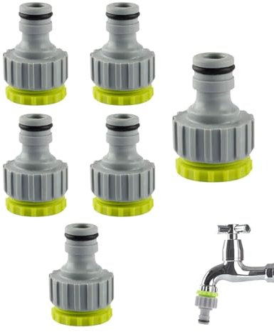 BARRU Adaptador de grifo de 6 piezas, adaptador de grifo de jardín 2 en 1 de 1/2« y 3/4» Adaptador de grifo, juego de adaptadores de manguera de jardín, adaptador de rosca de manguera de jardín
