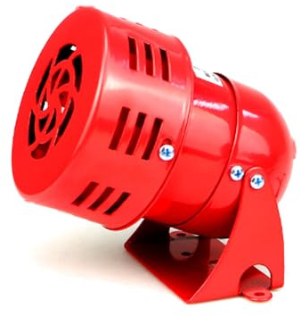 Motorsirene, MS-190 AC 110V 114dB Alarmton Hochleistungssummer, elektrische Laute angetriebene Sirene, rote Mini-Alarmhupe für Haus, Industrie, Geschäfte und Sicherheitssystem