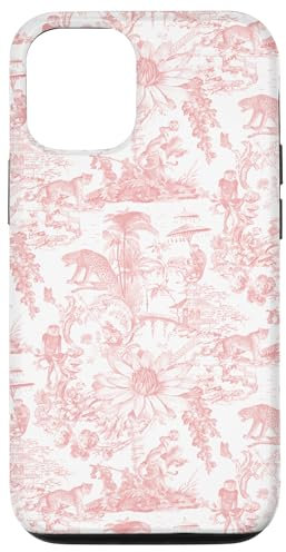 Adrette Koralle Asiatische Dschungel Toile Affe Leopard Lotusblume Hülle für iPhone 12/12 Pro