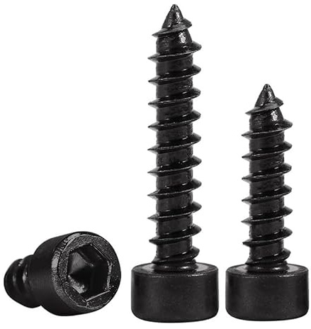 Metric Hex Socket Self-Tapping Screws, SS304 Whitewashed, Grade 8.8 Carbon Steel Cheese Head Hexagonal Screws for Metal & Wood, Grade 8.8 Black Zinc, M5 x 40mm (20Pcs)