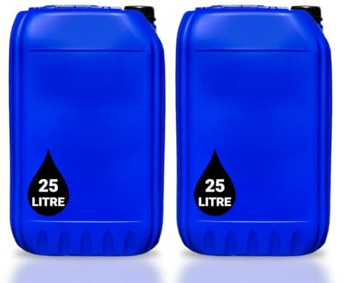 2 x 25L JERRY CAN | UN Approved Stackable Bottle Container + Tamper Evident Cap | Perfect for Storage of Potable Water Liquids Waste | Food Grade BLUE