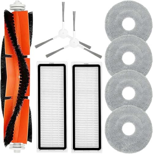 Roboparts® Kit 9 en 1 recambios compatibles con Xiaomi Vacuum S20+. Incluye Rodillo Principal, cepillos Laterales, mopas de fregado y filtros hepa
