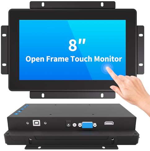 LMENGER 8IN Open Frame Touch Monitor, PCAP 10-Point Touch Industrial Touchscreen Monitor, with HDMI/VGA Interface, Active Matrix TFT LCD,LED Backlight, with VESA Mount