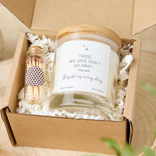 Pomchick - Memorial Candle Gift Those We Love Don’t Go Away Sympathy Remembrance Bereavement Keepsake Present for Family or Friends Sorry for Loss