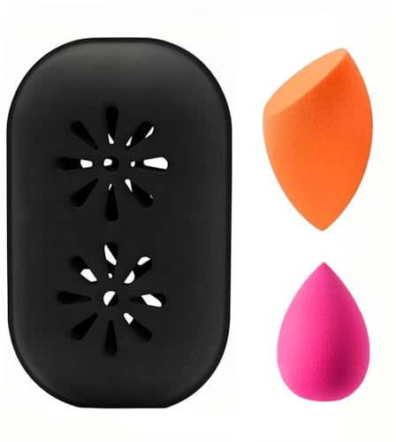 Eatra Large 2 in 1 Makeup Sponge Holder,Travel Make Up Sponges Organizer,Silicone Quick Drying Make Up Sponge Case, With Bonus Blender Sponges,Suitable for Business or Travel (Black)