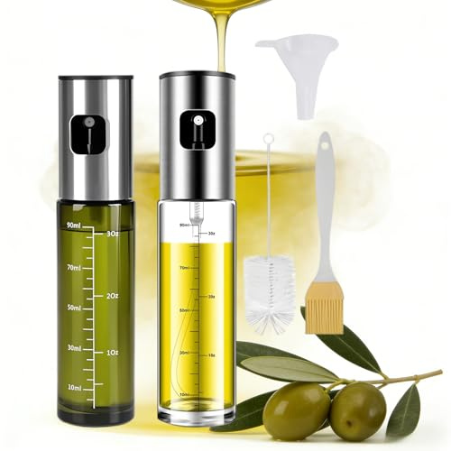 Lonwiner Pulverizador Aceite Spray, 100ml Accesorios Freidora Aire con protección UV Freidoras de Aire, Ensalada, Barbacoa (2, botellas mixtas)