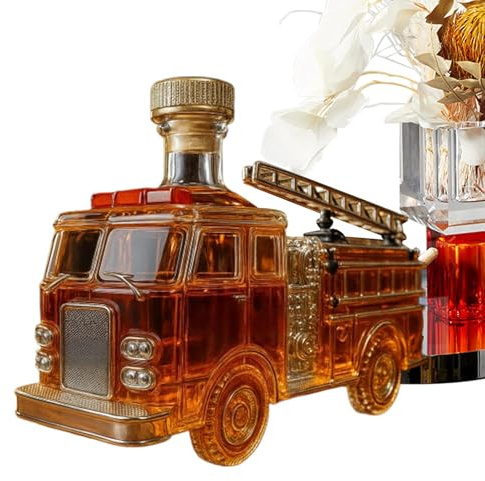 GkgWuxf Bouteille en verre pour spiritueux | 300 millilitres décanteur en forme de camion de pompiers,Décanteur en verre à spiritueux - Pour cocktail, bar à domicile, mariage, armoire à liqueurs et