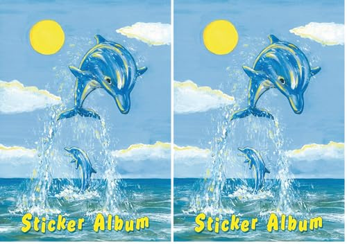 HERMA 15419 Stickeralbum leer zum Sammeln A5 Der kleine Delfin, beschichtetes Stickerbuch aus Silikonpapier zum Ablösen und Wiederverwenden der Sticker, blanko Sammelalbum für Mädchen Jungen Kinder