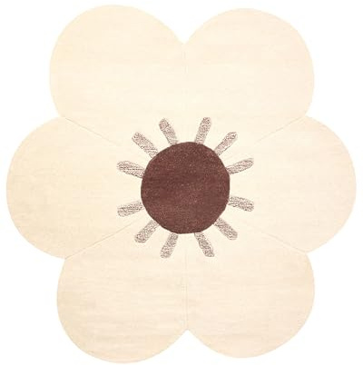 Beliani Teppich Wolle beige Blumenform ⌀ 140 cm modern Kurzflor Manali