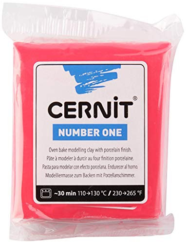 CERNIT CE0900056400C - Un Pain de Pâte Polymère Number one - Pâte à Modeler à Cuire - Couleur rouge - Bloc de 56 g