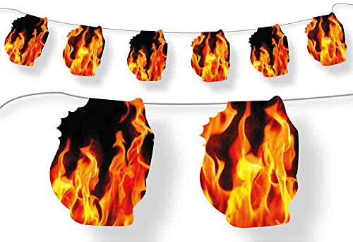 DH-Konzept 3,5m Wimpelkette * Feuer * als Deko für Geburtstag, Grillabend oder Party // Geburtstag Mottoparty Partybecher Becher Sommer Feier Garten BBQ Grillen Barbecue Chili