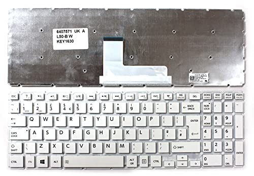 Power4Laptops UK Layout White Replacement Laptop Keyboard Compatible With Toshiba Satellite S50-B