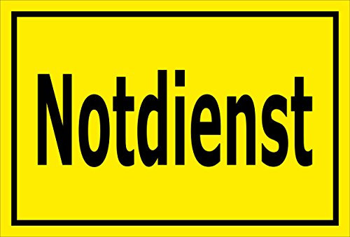 Melis Folienwerkstatt Schild – Notdienst – 15x10cm, 30x20cm und 45x30cm – Bohrlöcher Aufkleber Hartschaum Aluverbund -S00285C
