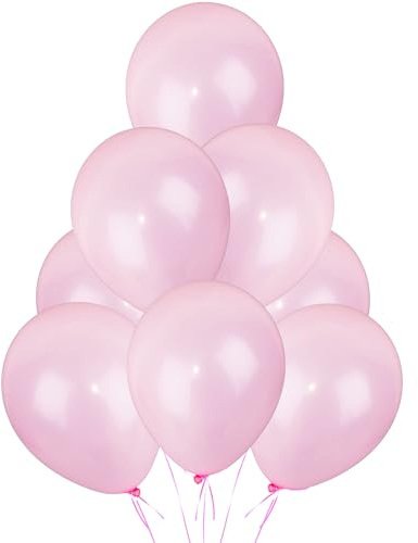 Shatchi 11147-BALLOONS-LIGHT-PINK-010-PK Lot de 10 ballons en latex Rose clair Qualité hélium Mariage Anniversaire Baptême Communion Décorations de fête 30,5 cm
