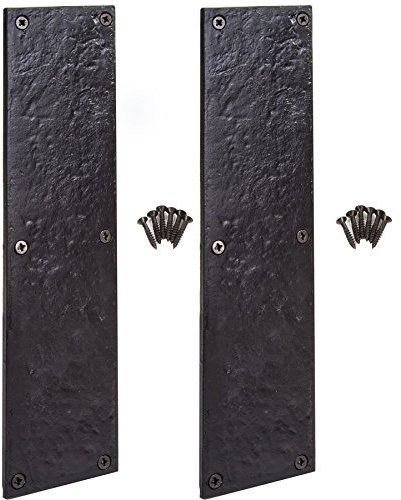 Pair of Black Antique Cast Iron Door Finger Push Plates 11.5 with Screws
