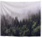 A.Monamour Wanddekor Wohnaccessoires Deko Wandteppiche Grüne Bäume Nebelig Neblig Wald Wald Wild Berg Natur Landschaft Druck Polyester Stoff Wandtapeten Wandbehänge Vorhänge Picknickdecken 153x130cm