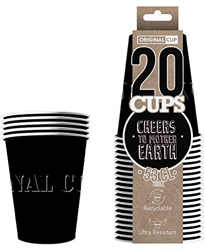 Original Cup - 20 x Gobelets Américains en Carton 53 Cl - Soirée Beer Pong - Noir
