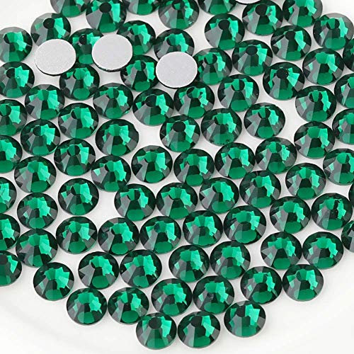 Beadsland 1440 PCS Flat Back Crystal Rhinestones Round Gems for Nail Art and Craft Glue Fix,Emerald(SS10(2.7-2.8mm))