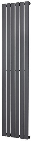 NRG 1800x408mm Designer Flat Panel Radiator Single Vertical Central Heating Rads Anthracite with Angled Pair of Valves