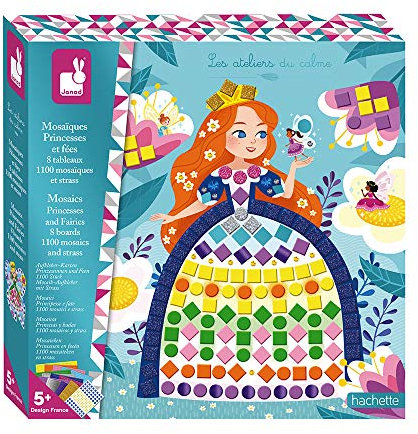 Janod - Cofanetto Mosaici Principesse e Fate - Les Ateliers du Calme - Kit Creativo - Dall'Età di 5 Anni