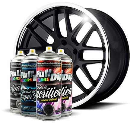 Kit de peinture brillante pour jantes - Peinture permanente facile à appliquer soi-même (couleur au choix) (noir)