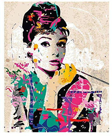 ZQMHCY Diamond Painting Set Audrey Hepburn Diamond Painting Kinder 5D Diamant Painting Full Erwachsene Malen Nach Zahlen Daiments Painting,Diamant Painting Bilder für Home Wand-Decor 30x40cm