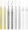 DONQL 8Pcs Acrylic Paint Pen 0.7mm Metallic Permanent Acrylic Markers Set Gold Silver White Black Glass Glitter Paint Pens for Fabric Glass Rock Wooden Ceramic Leather, Fine Tip Marker