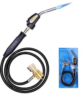Torche au propane, torche Wale&Morn au propane, torche à gaz Mapp, longueur du tuyau 1,5 m, température de fonctionnement maximale 1900 ℃ pour soudure, CVC, brasage, barbecue ou plomberie