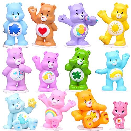 IOSCDH 12pcs Oso multicolor Ornamento,Mini Figuras,Muneca adornos,fiesta suministros,Caricatura Cake Topper, Decoracion cumpleafios,Decoración Suministros Minifiguras,Shower Fiest(Color aleatorio