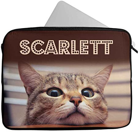 Personalised Any Name Cat Design Laptop Case Sleeve Tablet Bag Chromebook Gift 641 (12-13 inch)